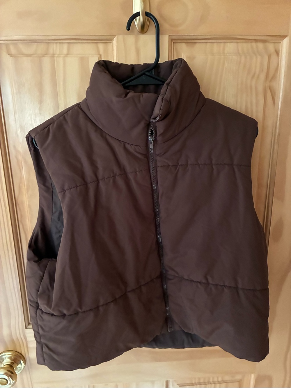 Brown Puffer Vest with High Collar - Women's Jacket size xl